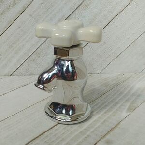 Vintage AVON Just A Twist Faucet Tap Silver and White Cologne Perfume Bottle